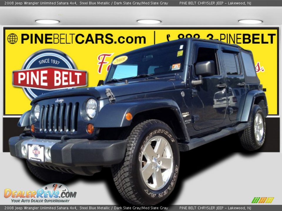 2008 Jeep Wrangler Unlimited Sahara 4x4 Steel Blue Metallic / Dark Slate Gray/Med Slate Gray Photo #1