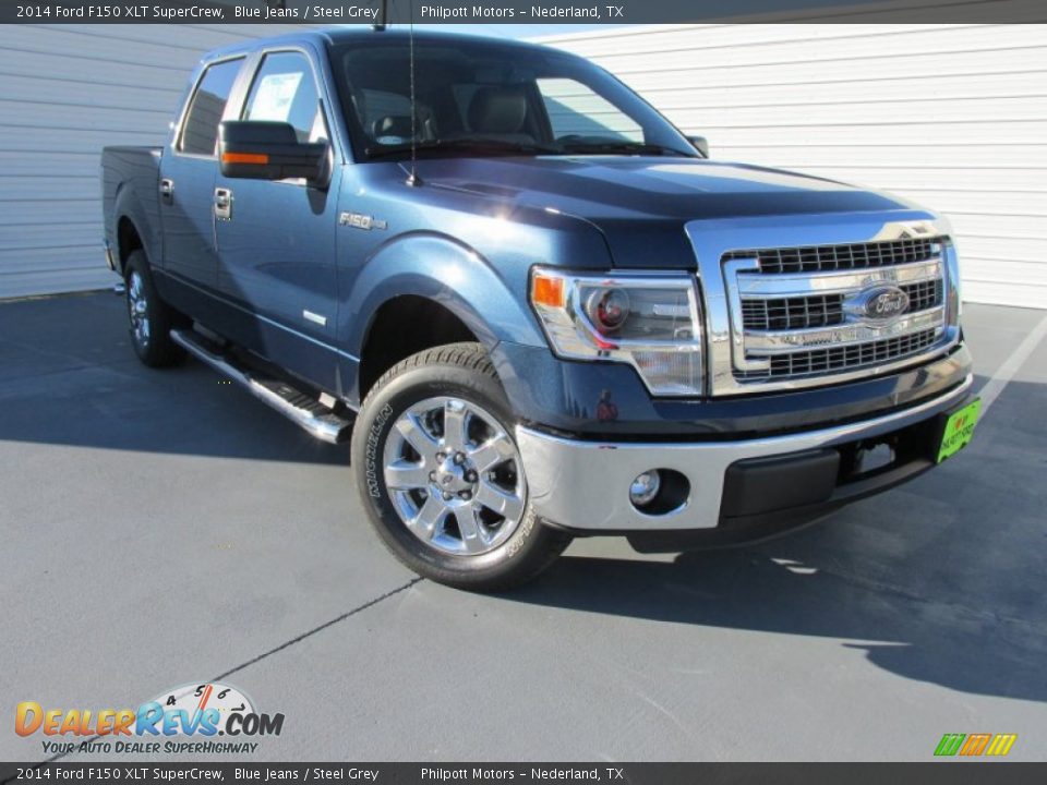 2014 Ford F150 XLT SuperCrew Blue Jeans / Steel Grey Photo #2