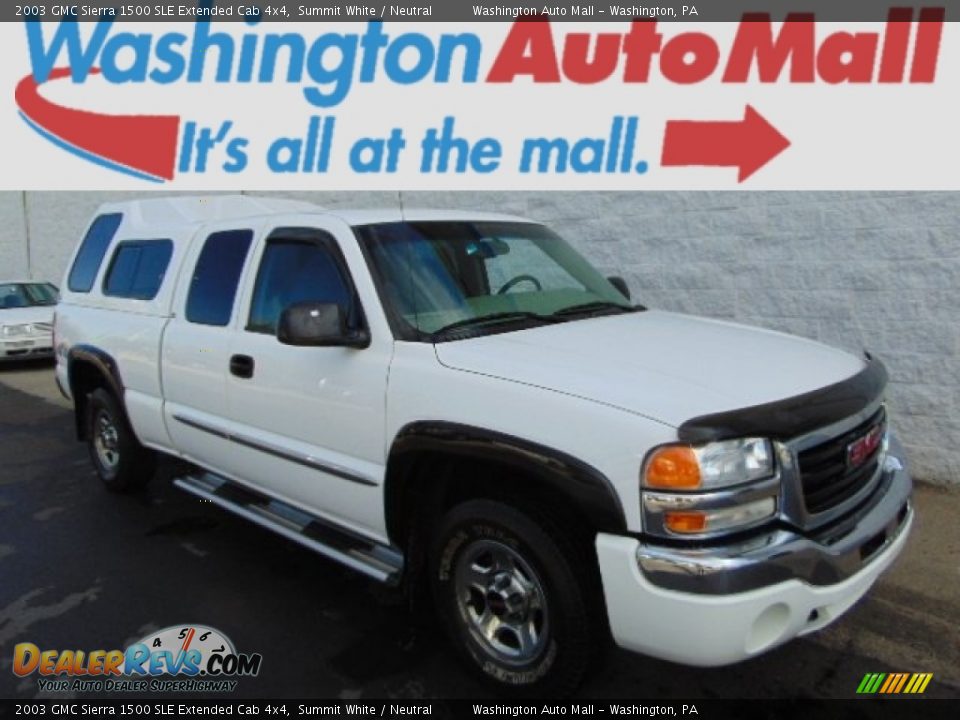 2003 GMC Sierra 1500 SLE Extended Cab 4x4 Summit White / Neutral Photo #1