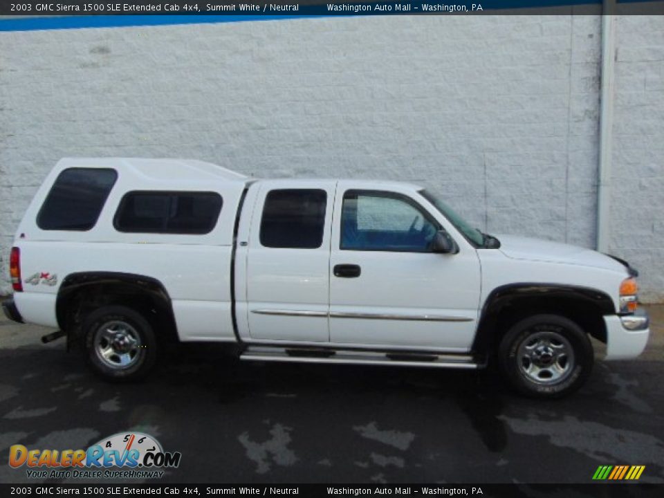 2003 GMC Sierra 1500 SLE Extended Cab 4x4 Summit White / Neutral Photo #2