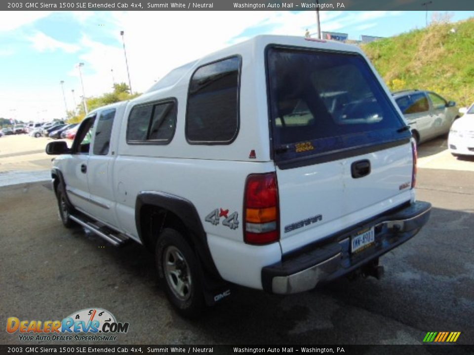 2003 GMC Sierra 1500 SLE Extended Cab 4x4 Summit White / Neutral Photo #6