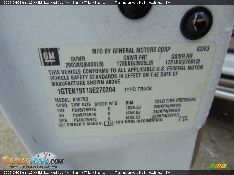 2003 GMC Sierra 1500 SLE Extended Cab 4x4 Summit White / Neutral Photo #19