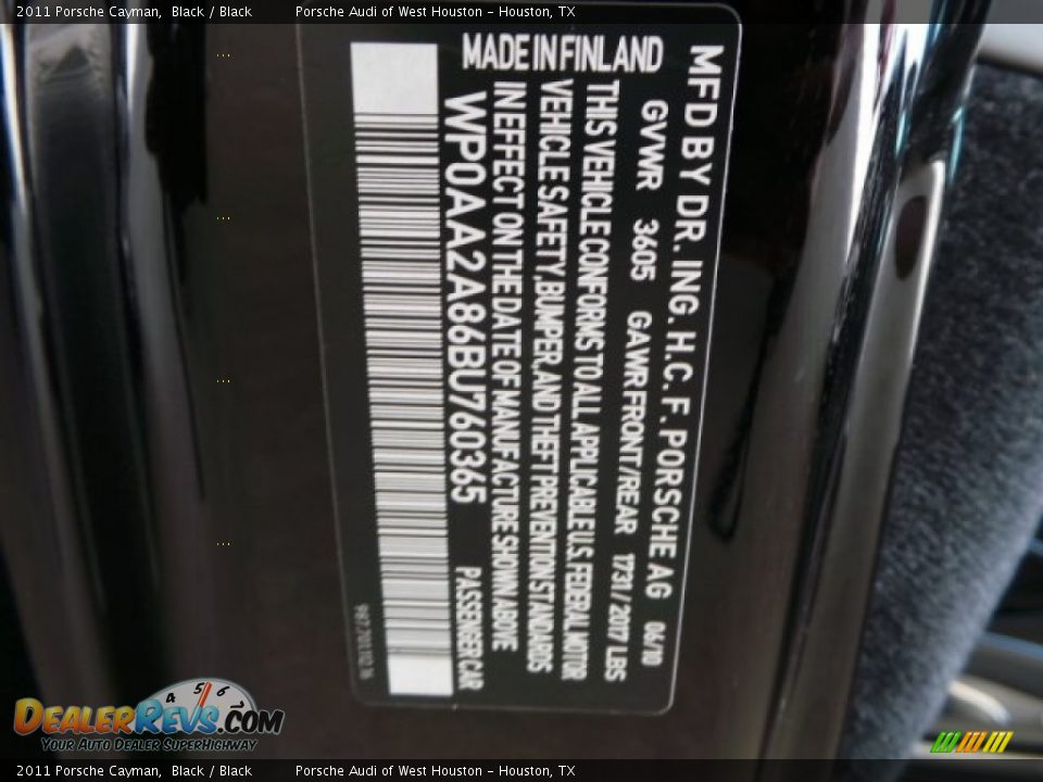 2011 Porsche Cayman Black / Black Photo #36