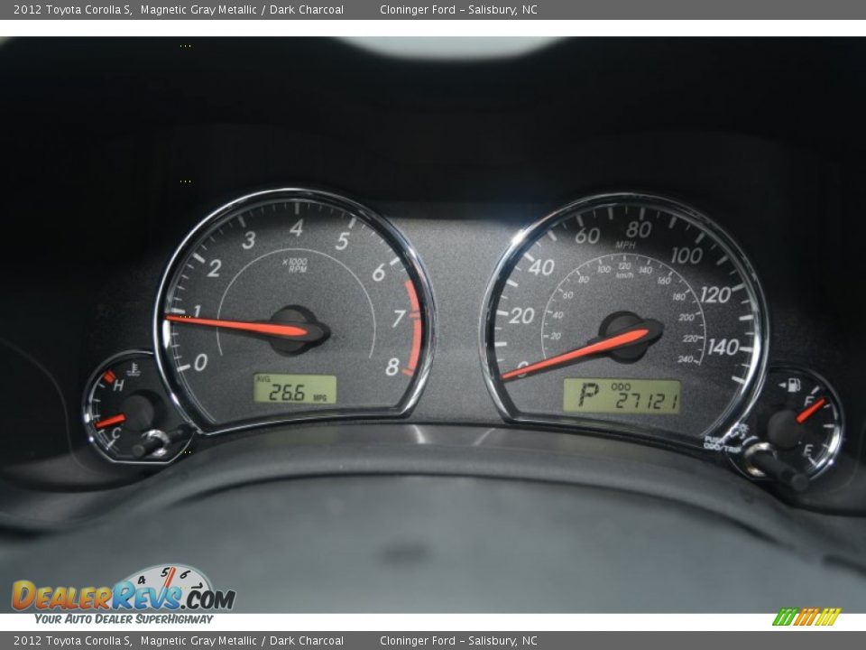 2012 Toyota Corolla S Magnetic Gray Metallic / Dark Charcoal Photo #23