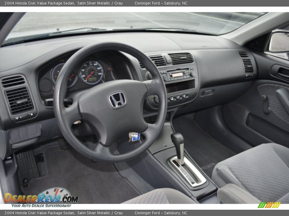 2004 Honda Civic Value Package Sedan Satin Silver Metallic / Gray Photo #10