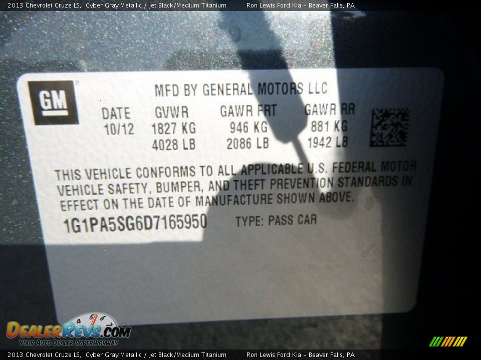 2013 Chevrolet Cruze LS Cyber Gray Metallic / Jet Black/Medium Titanium Photo #20