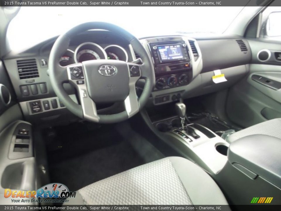 2015 Toyota Tacoma V6 PreRunner Double Cab Super White / Graphite Photo #6