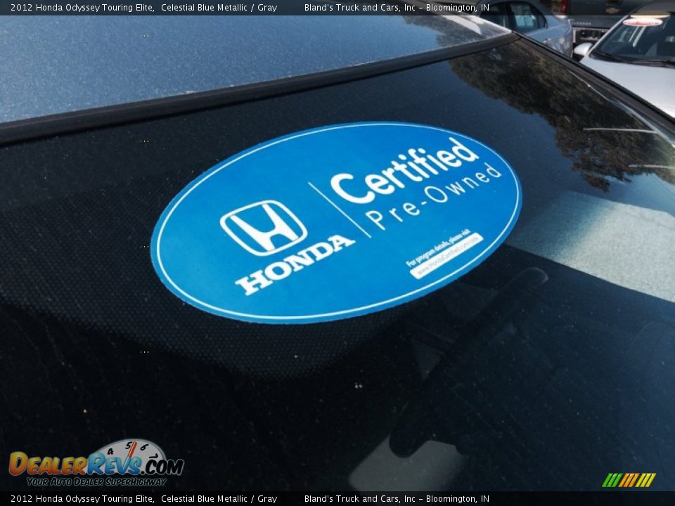 2012 Honda Odyssey Touring Elite Celestial Blue Metallic / Gray Photo #12