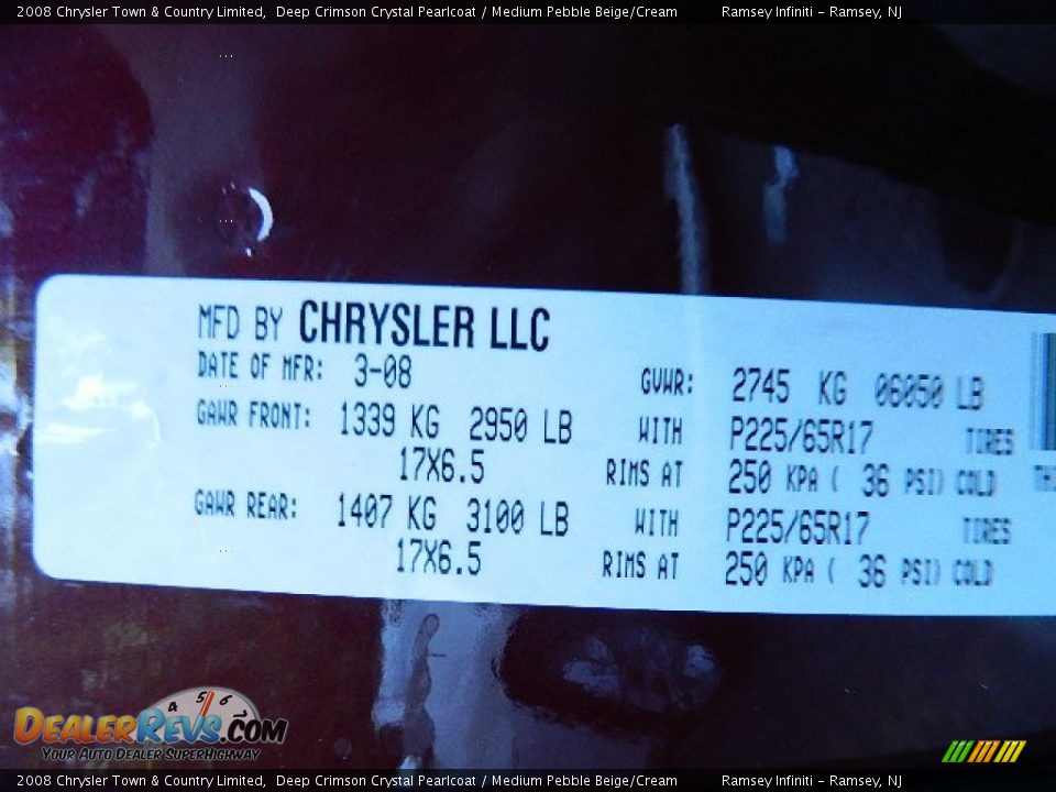2008 Chrysler Town & Country Limited Deep Crimson Crystal Pearlcoat / Medium Pebble Beige/Cream Photo #5