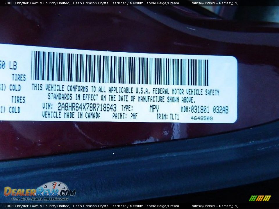 2008 Chrysler Town & Country Limited Deep Crimson Crystal Pearlcoat / Medium Pebble Beige/Cream Photo #6