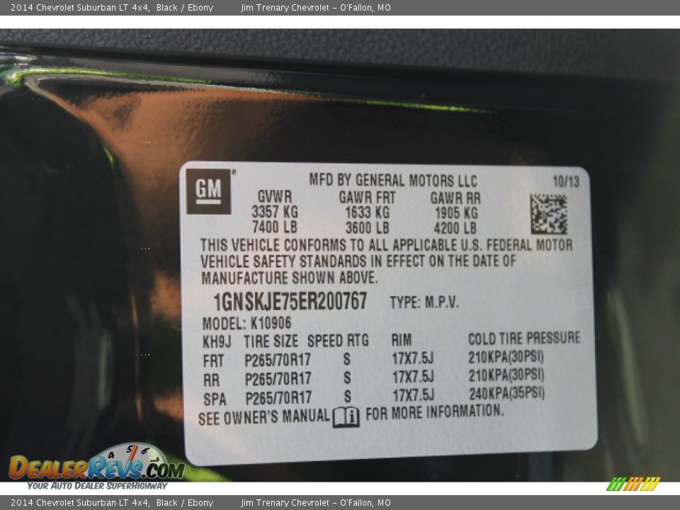 2014 Chevrolet Suburban LT 4x4 Black / Ebony Photo #17