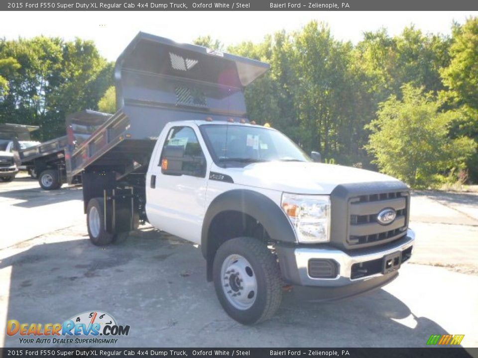 2015 Ford F550 Super Duty XL Regular Cab 4x4 Dump Truck Oxford White / Steel Photo #2