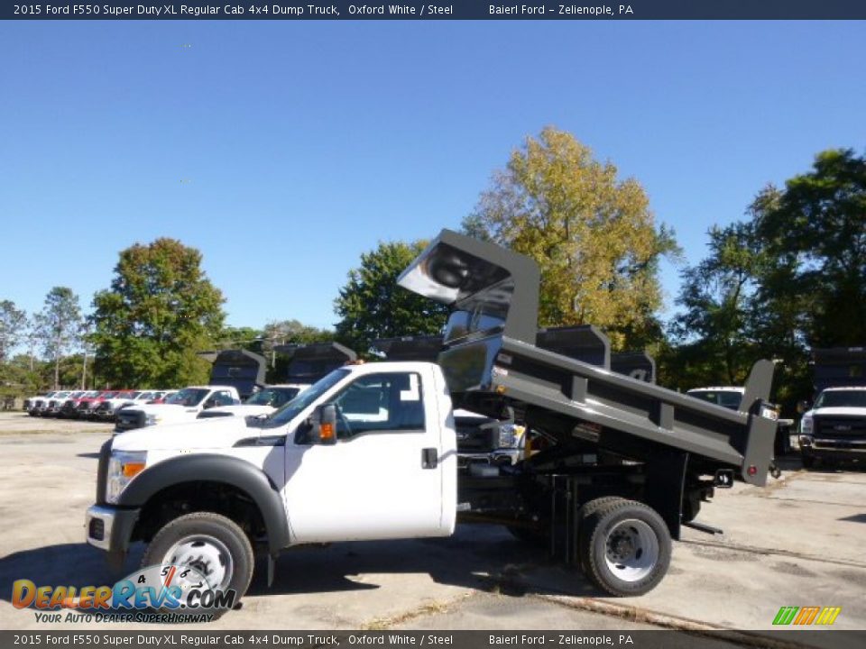 2015 Ford F550 Super Duty XL Regular Cab 4x4 Dump Truck Oxford White / Steel Photo #5