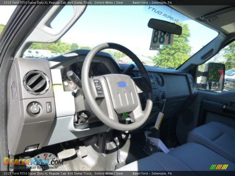 2015 Ford F550 Super Duty XL Regular Cab 4x4 Dump Truck Oxford White / Steel Photo #11