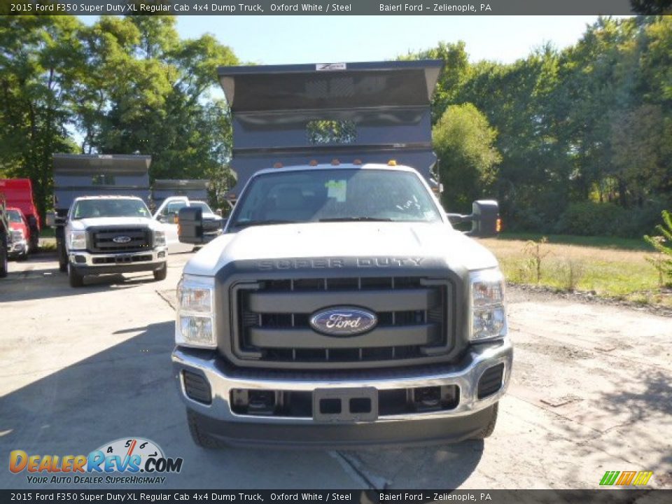 2015 Ford F350 Super Duty XL Regular Cab 4x4 Dump Truck Oxford White / Steel Photo #3