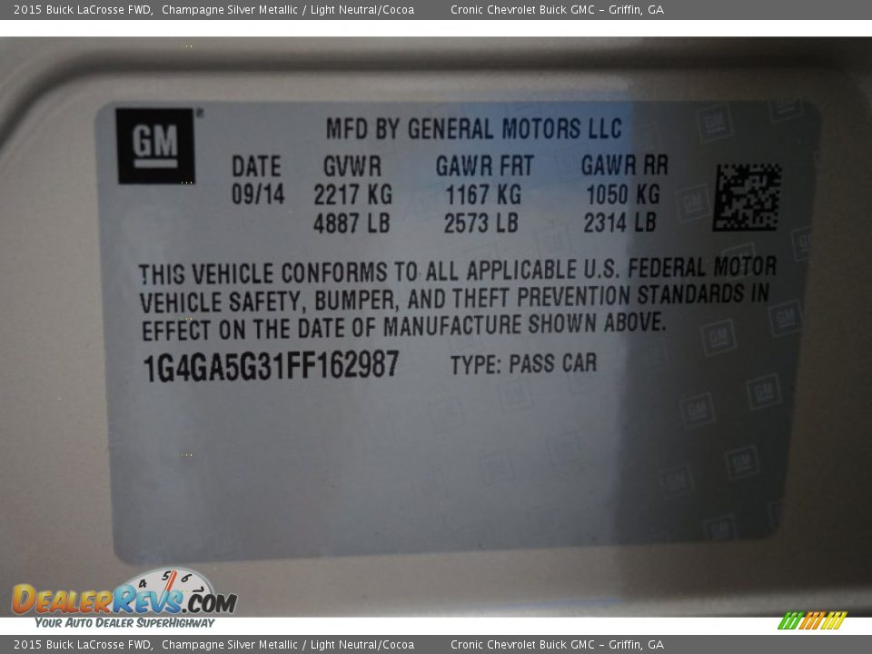 2015 Buick LaCrosse FWD Champagne Silver Metallic / Light Neutral/Cocoa Photo #16