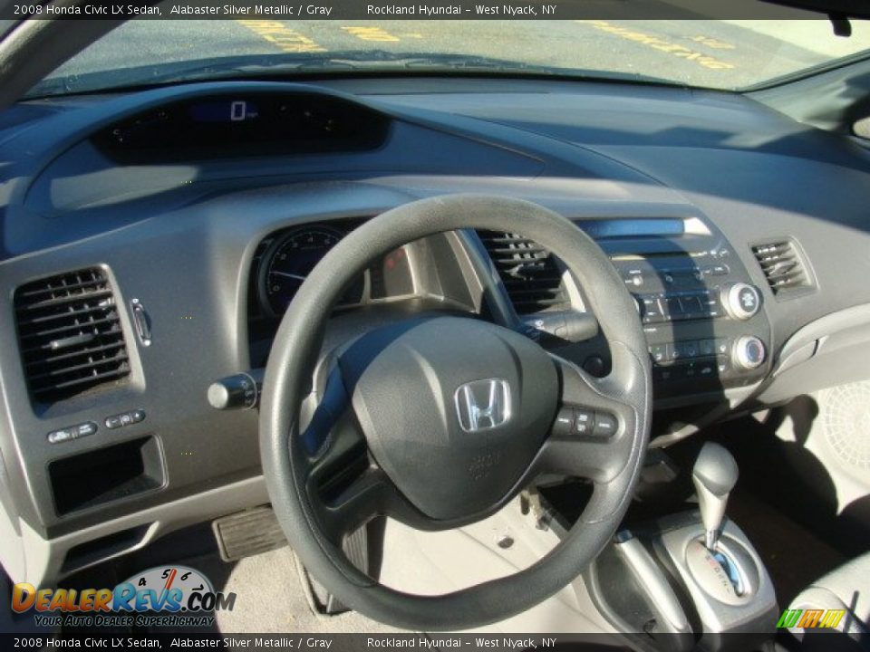 2008 Honda Civic LX Sedan Alabaster Silver Metallic / Gray Photo #9