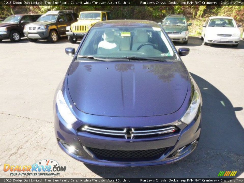2015 Dodge Dart Limited True Blue Pearl / Ceramic White/Tungsten Accent Stitching Photo #3