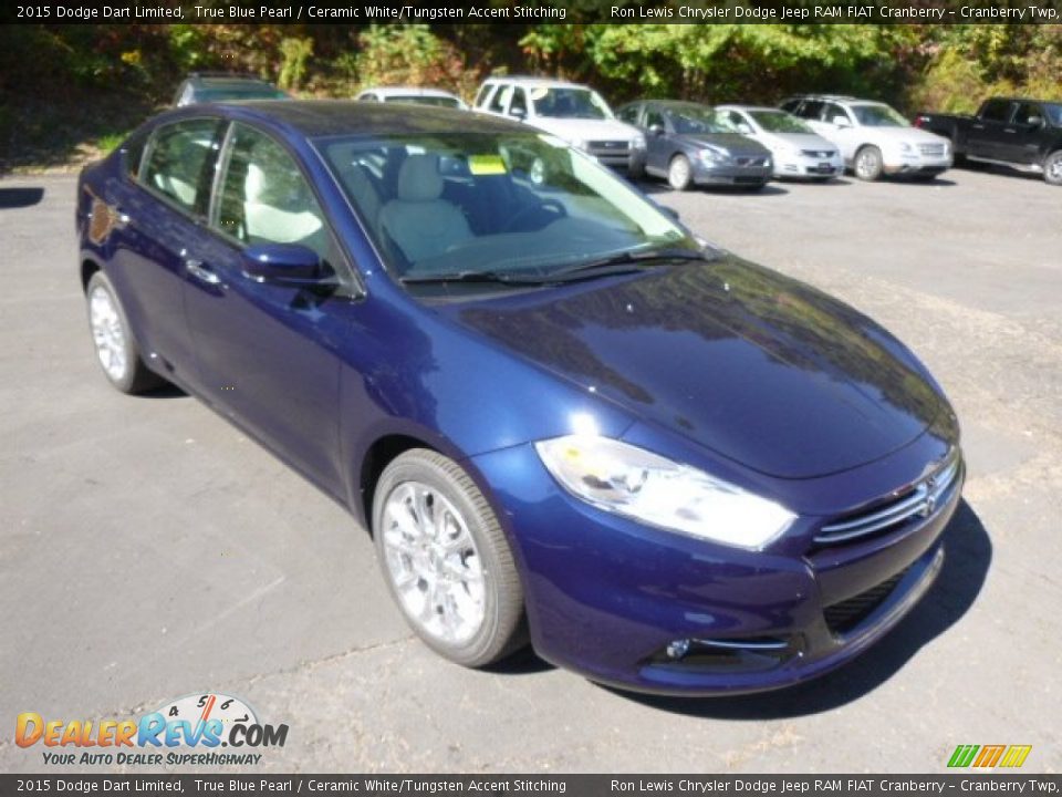 2015 Dodge Dart Limited True Blue Pearl / Ceramic White/Tungsten Accent Stitching Photo #4