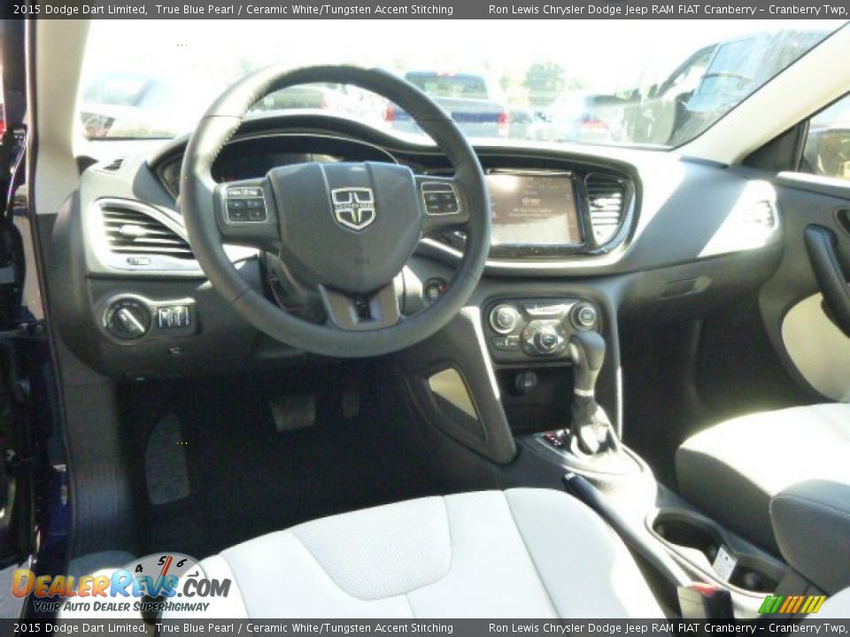 2015 Dodge Dart Limited True Blue Pearl / Ceramic White/Tungsten Accent Stitching Photo #14