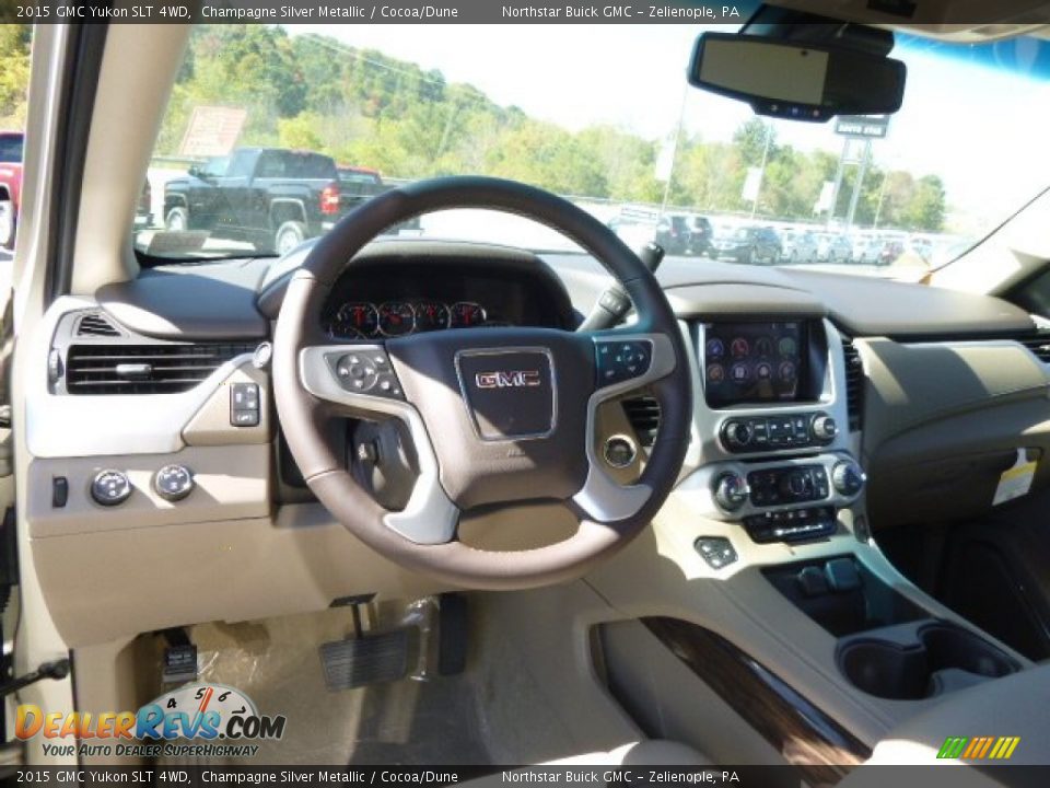 2015 GMC Yukon SLT 4WD Champagne Silver Metallic / Cocoa/Dune Photo #13