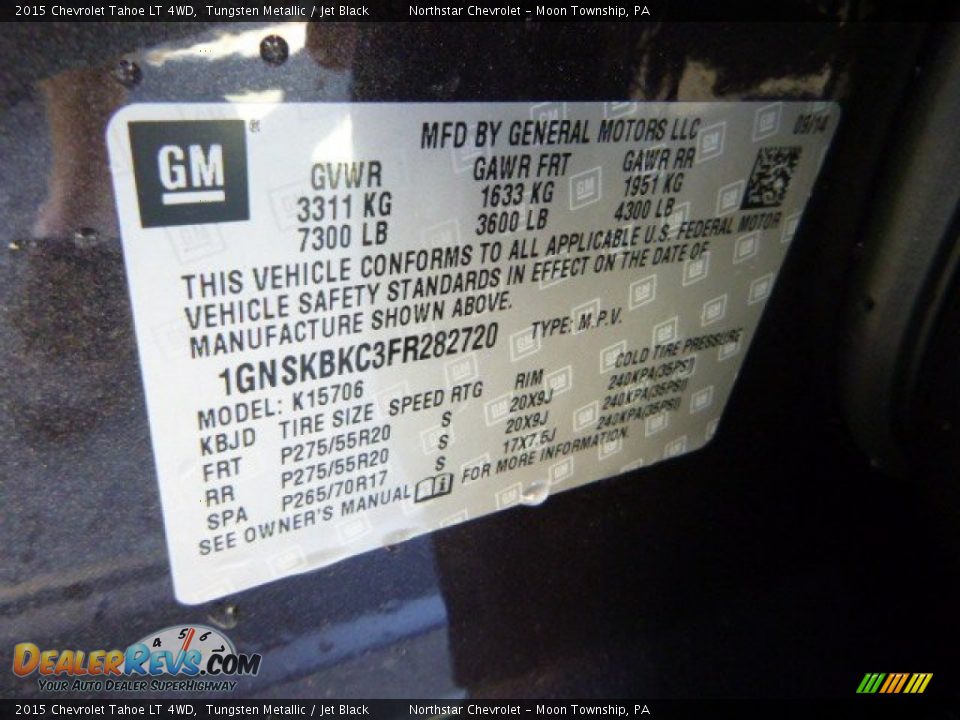 2015 Chevrolet Tahoe LT 4WD Tungsten Metallic / Jet Black Photo #18