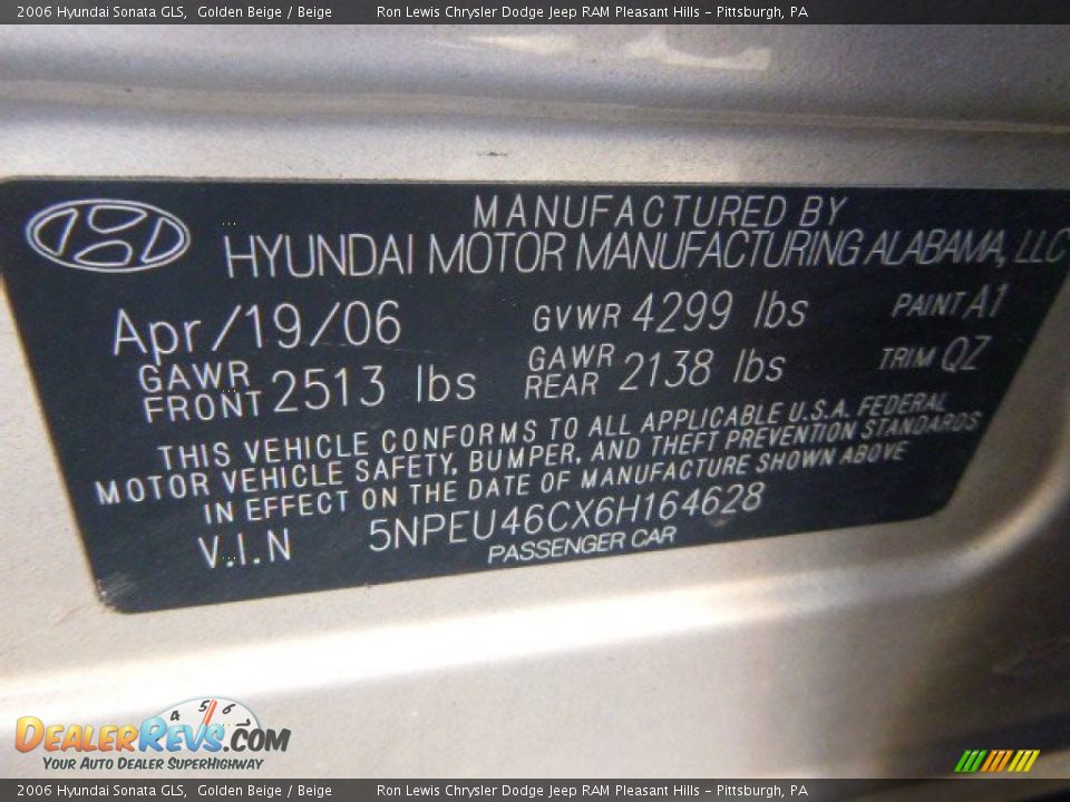 2006 Hyundai Sonata GLS Golden Beige / Beige Photo #19