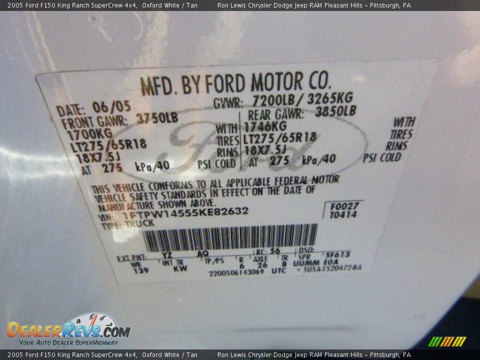 2005 Ford F150 King Ranch SuperCrew 4x4 Oxford White / Tan Photo #19