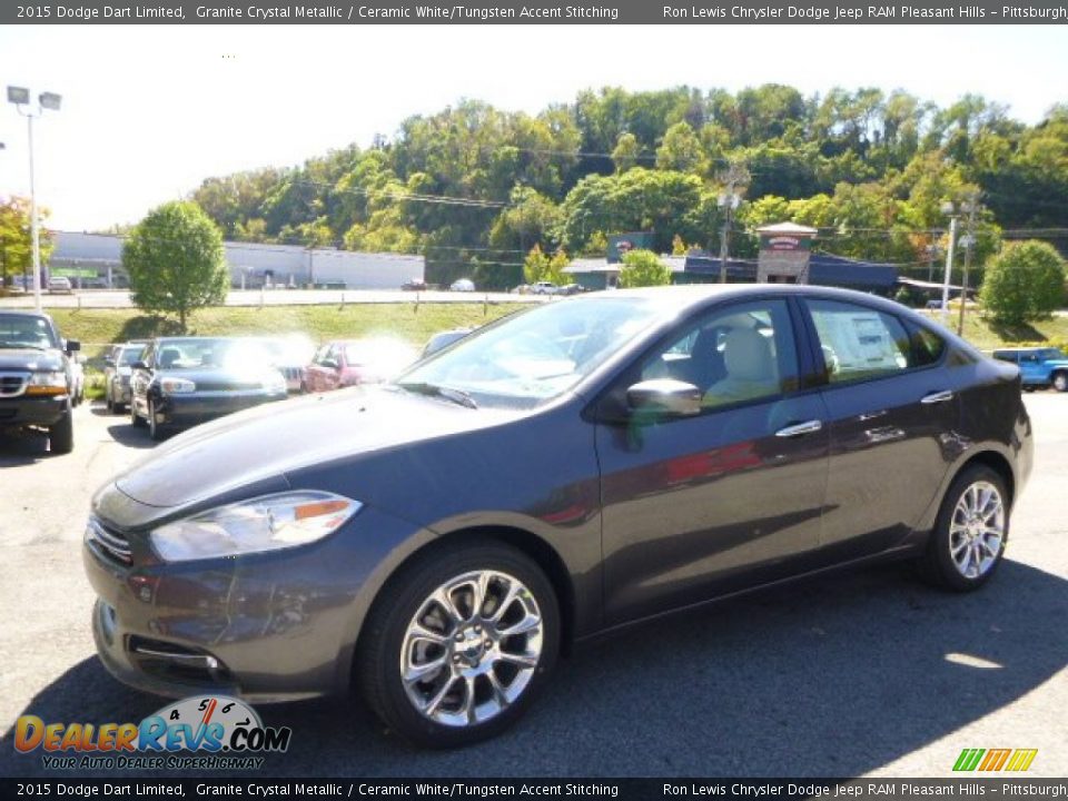 2015 Dodge Dart Limited Granite Crystal Metallic / Ceramic White/Tungsten Accent Stitching Photo #1