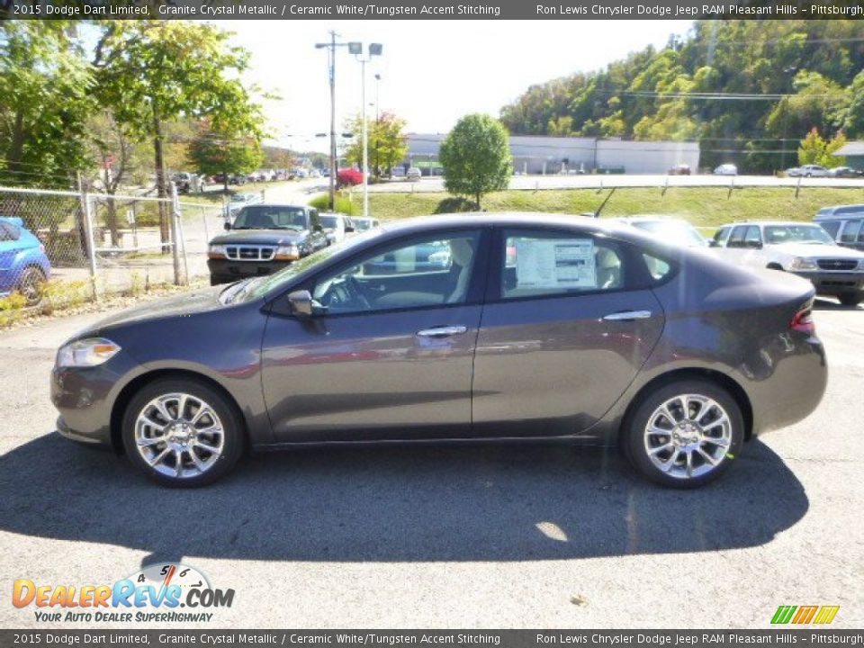 2015 Dodge Dart Limited Granite Crystal Metallic / Ceramic White/Tungsten Accent Stitching Photo #2