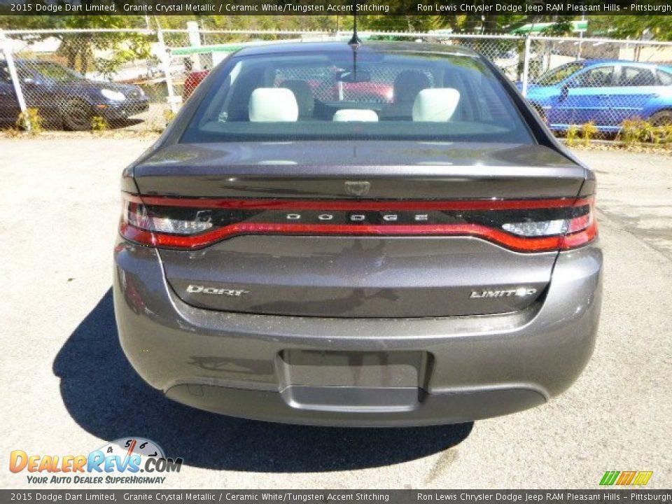 2015 Dodge Dart Limited Granite Crystal Metallic / Ceramic White/Tungsten Accent Stitching Photo #4