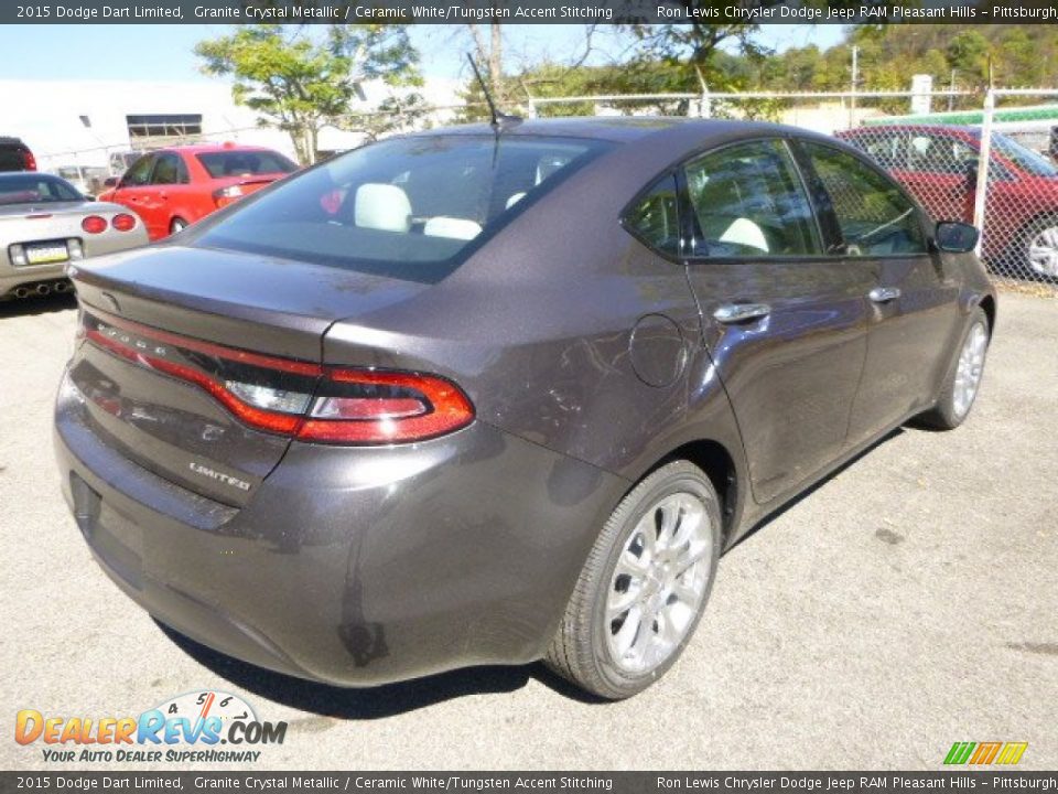 2015 Dodge Dart Limited Granite Crystal Metallic / Ceramic White/Tungsten Accent Stitching Photo #5