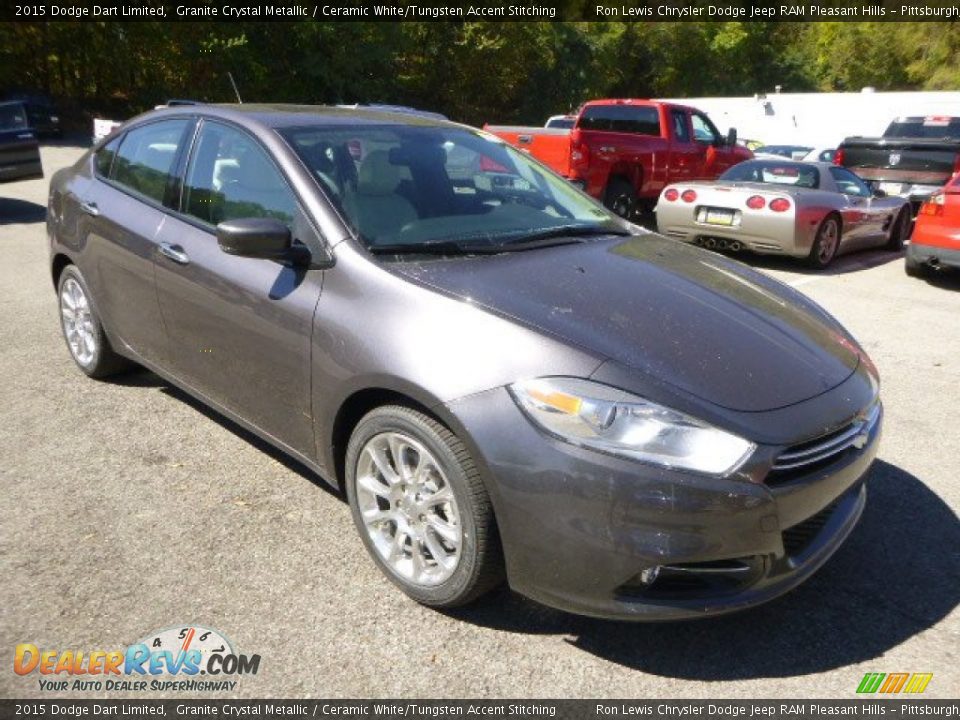 2015 Dodge Dart Limited Granite Crystal Metallic / Ceramic White/Tungsten Accent Stitching Photo #7