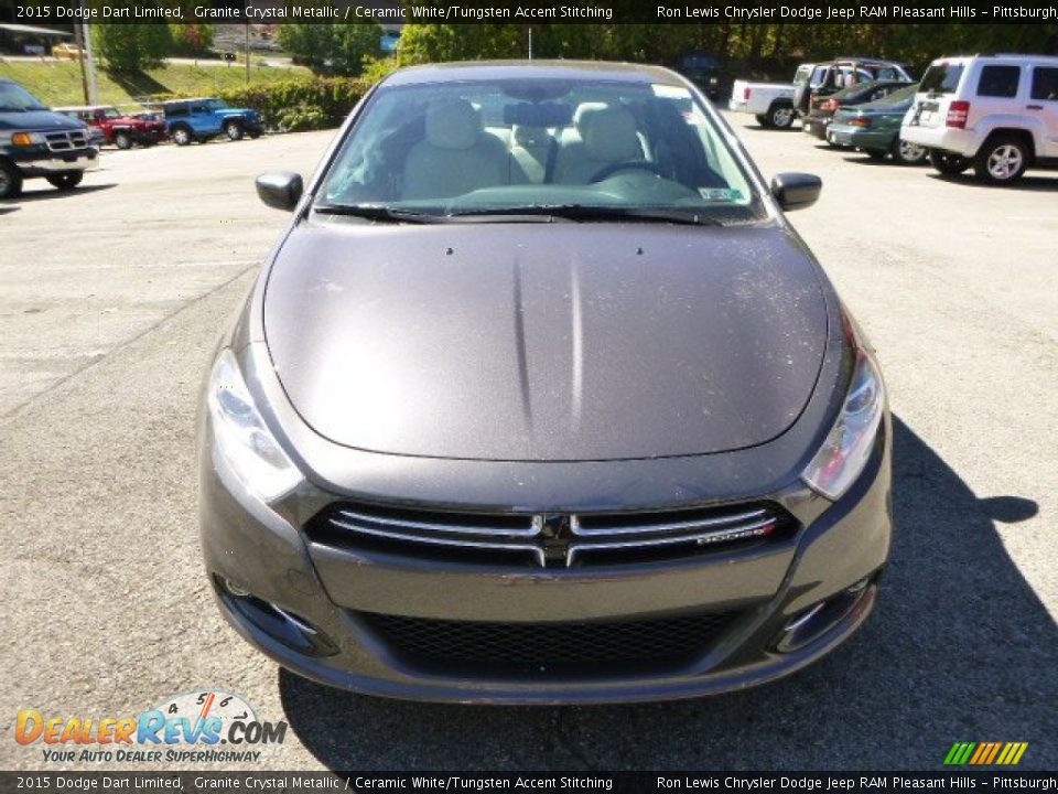 2015 Dodge Dart Limited Granite Crystal Metallic / Ceramic White/Tungsten Accent Stitching Photo #8