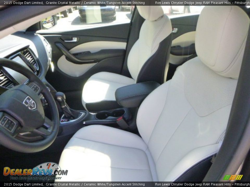 2015 Dodge Dart Limited Granite Crystal Metallic / Ceramic White/Tungsten Accent Stitching Photo #12
