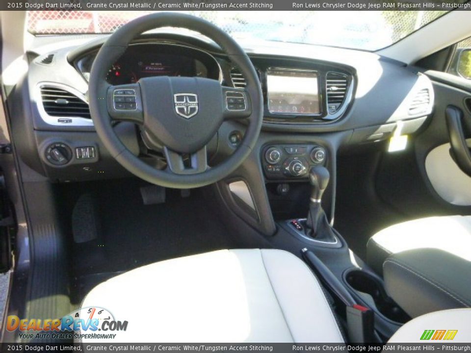 2015 Dodge Dart Limited Granite Crystal Metallic / Ceramic White/Tungsten Accent Stitching Photo #14