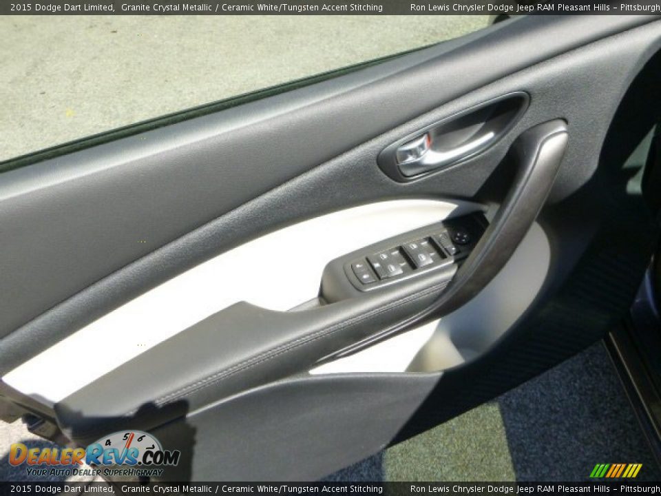 2015 Dodge Dart Limited Granite Crystal Metallic / Ceramic White/Tungsten Accent Stitching Photo #15