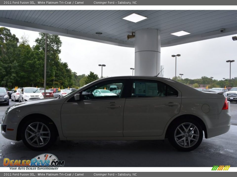 2011 Ford Fusion SEL White Platinum Tri-Coat / Camel Photo #5