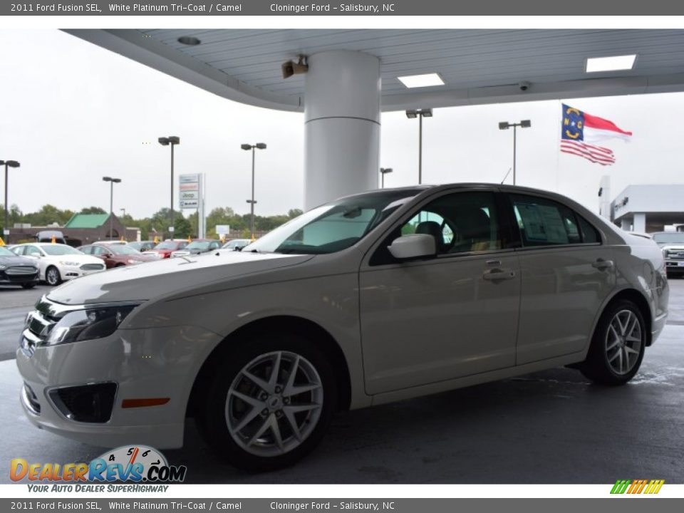 2011 Ford Fusion SEL White Platinum Tri-Coat / Camel Photo #6