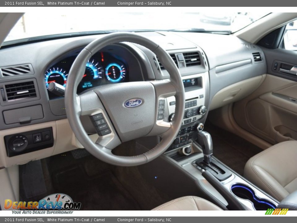 2011 Ford Fusion SEL White Platinum Tri-Coat / Camel Photo #10