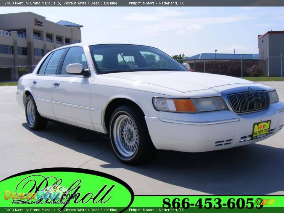 2000 Mercury Grand Marquis LS Vibrant White / Deep Slate Blue Photo #1