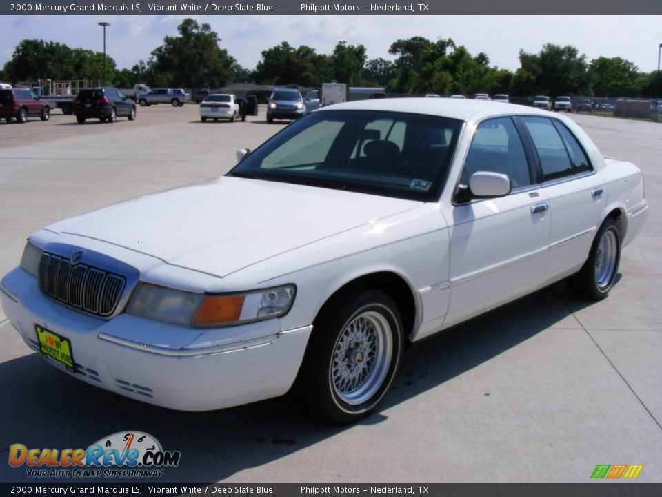 2000 Mercury Grand Marquis LS Vibrant White / Deep Slate Blue Photo #7