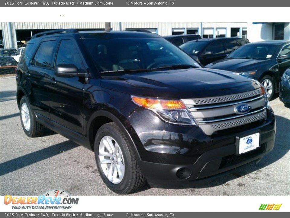 2015 Ford Explorer FWD Tuxedo Black / Medium Light Stone Photo #1