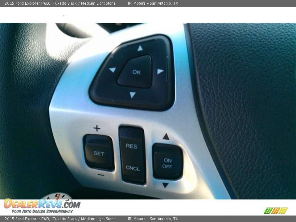 2015 Ford Explorer FWD Tuxedo Black / Medium Light Stone Photo #25