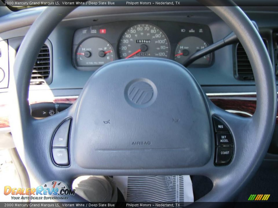 2000 Mercury Grand Marquis LS Vibrant White / Deep Slate Blue Photo #31
