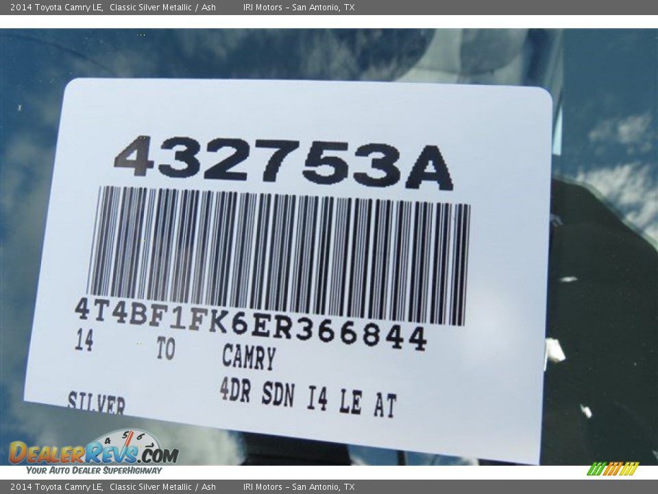 2014 Toyota Camry LE Classic Silver Metallic / Ash Photo #18