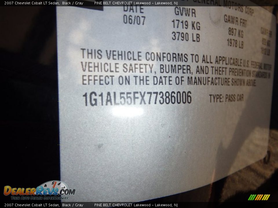 2007 Chevrolet Cobalt LT Sedan Black / Gray Photo #27