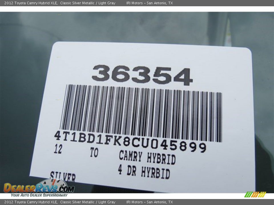 2012 Toyota Camry Hybrid XLE Classic Silver Metallic / Light Gray Photo #19