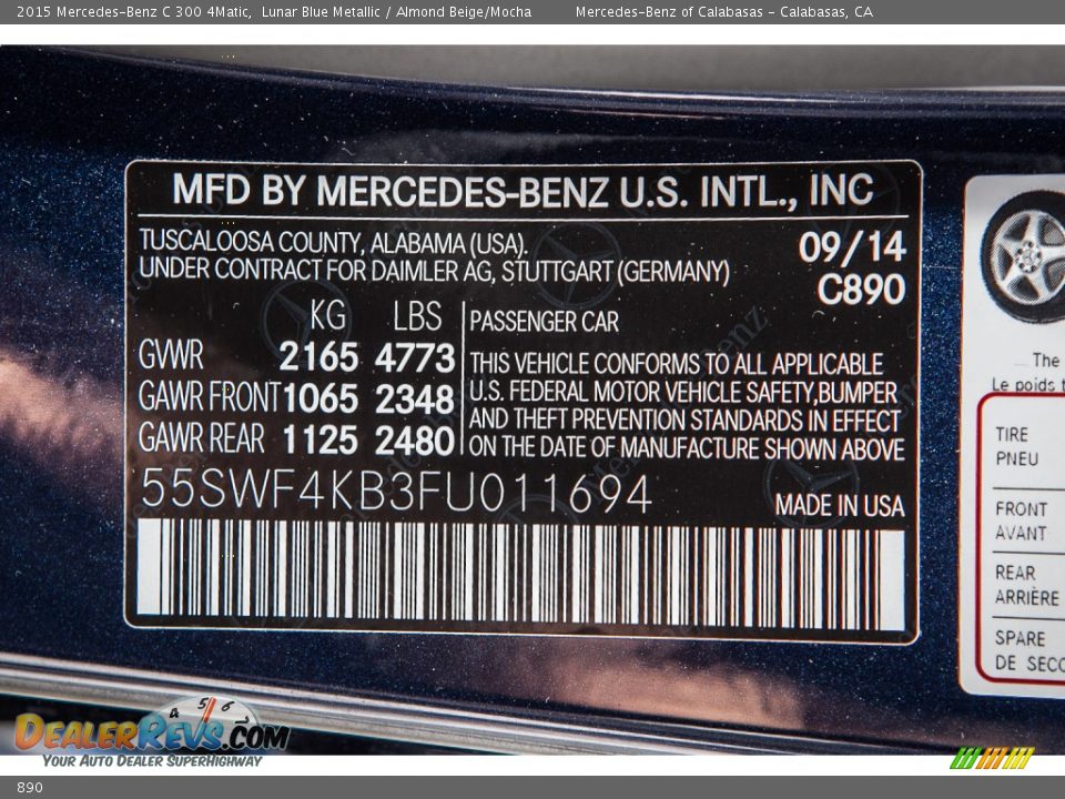 Mercedes-Benz Color Code 890 Lunar Blue Metallic