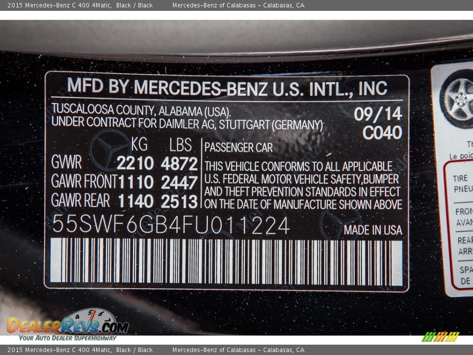 2015 Mercedes-Benz C 400 4Matic Black / Black Photo #7